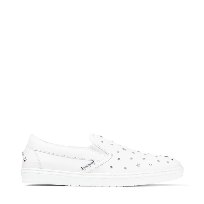 Grove White Leather SlipOn Trainers With Studs Whitesilver Men JIMMY CHOO Sneakers Grove White Leather SlipOn Trainers With Studs Whitesilver Men JIMMY CHOO Sneakers