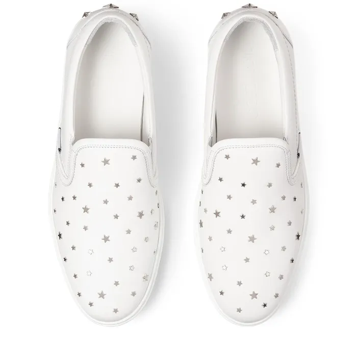 Grove White Leather SlipOn Trainers With Studs Whitesilver Men JIMMY CHOO Sneakers