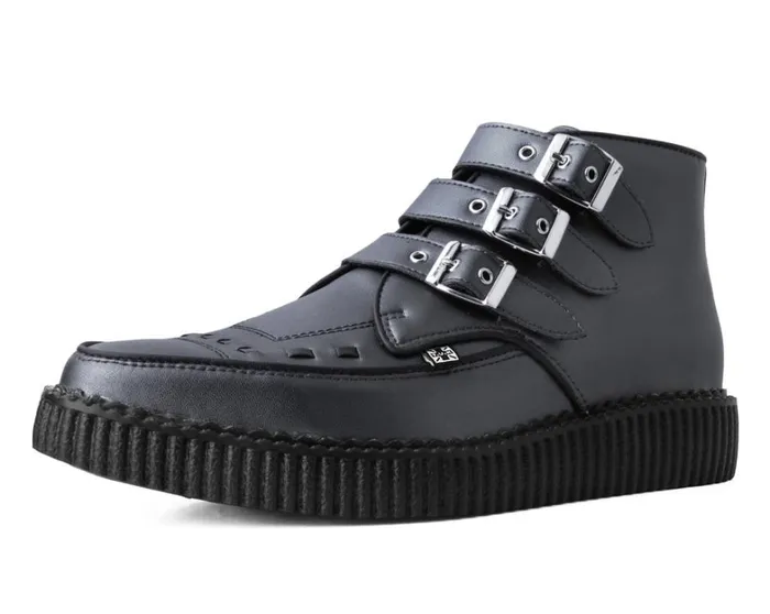 Gunmetal and Black Trim Pointed Buckle Boot Men TUK Shoes Vegan