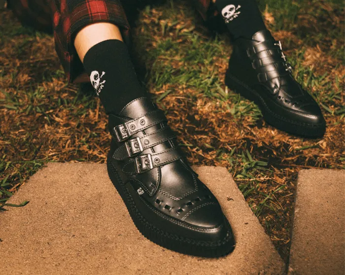 Gunmetal and Black Trim Pointed Buckle Boot Men TUK Shoes Vegan Gunmetal and Black Trim Pointed Buckle Boot Men TUK Shoes Vegan
