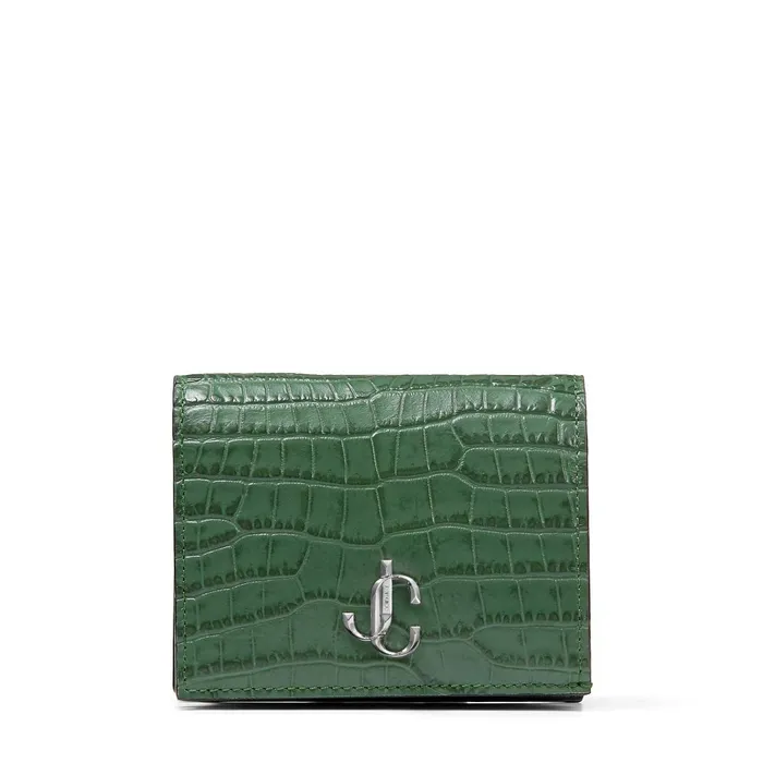 Hanne Cactus CrocEmbossed Leather Wallet With Jc Emblem Cactus Women JIMMY CHOO Small Leather Goods Hanne Cactus CrocEmbossed Leather Wallet With Jc Emblem Cactus Women JIMMY CHOO Small Leather Goods