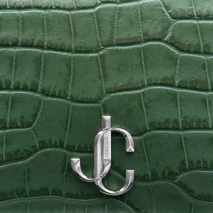Hanne Cactus CrocEmbossed Leather Wallet With Jc Emblem Cactus Women JIMMY CHOO Small Leather Goods