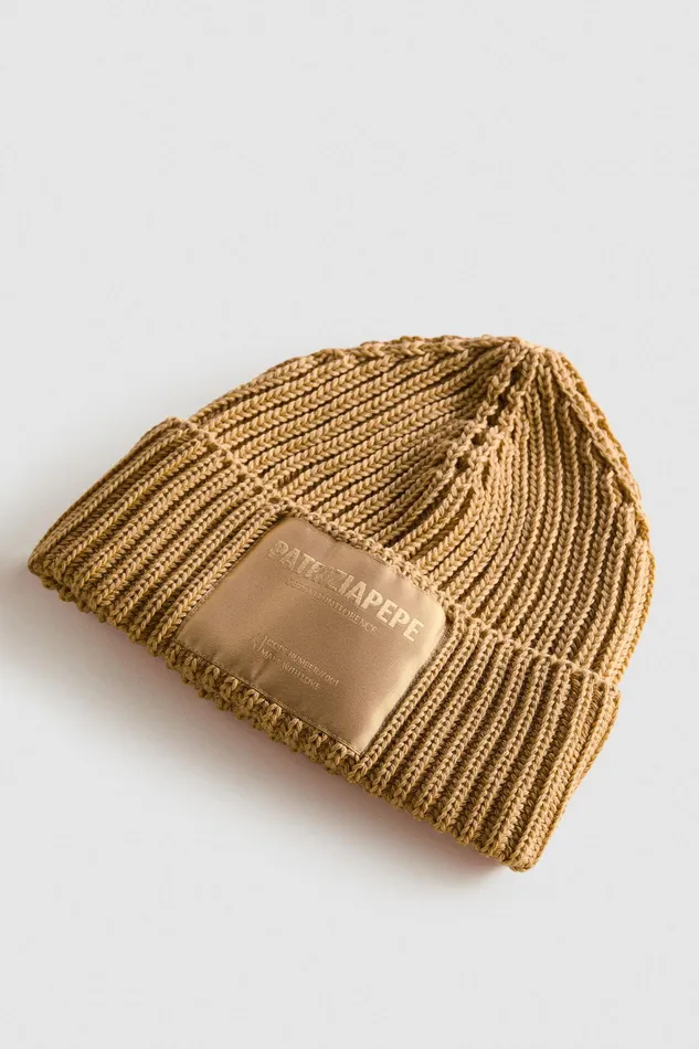 Hats And Gloves Women Patrizia Pepe Ribbed Cap Craft Beige
