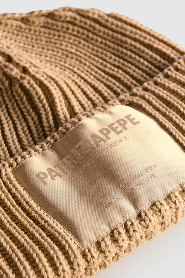 Hats And Gloves Women Patrizia Pepe Ribbed Cap Craft Beige