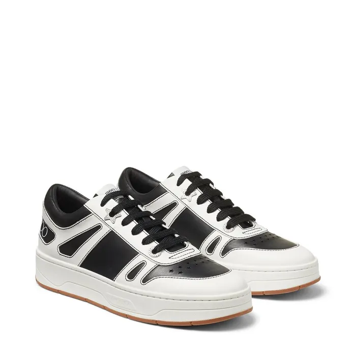 HawaiiF Black And White Vachetta Leather LaceUp Trainers X Blackwhite Women JIMMY CHOO Sneakers