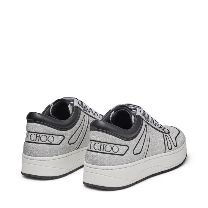 HawaiiF Silver Glitter And Black Leather Trainers X Silverblack Women JIMMY CHOO Sneakers