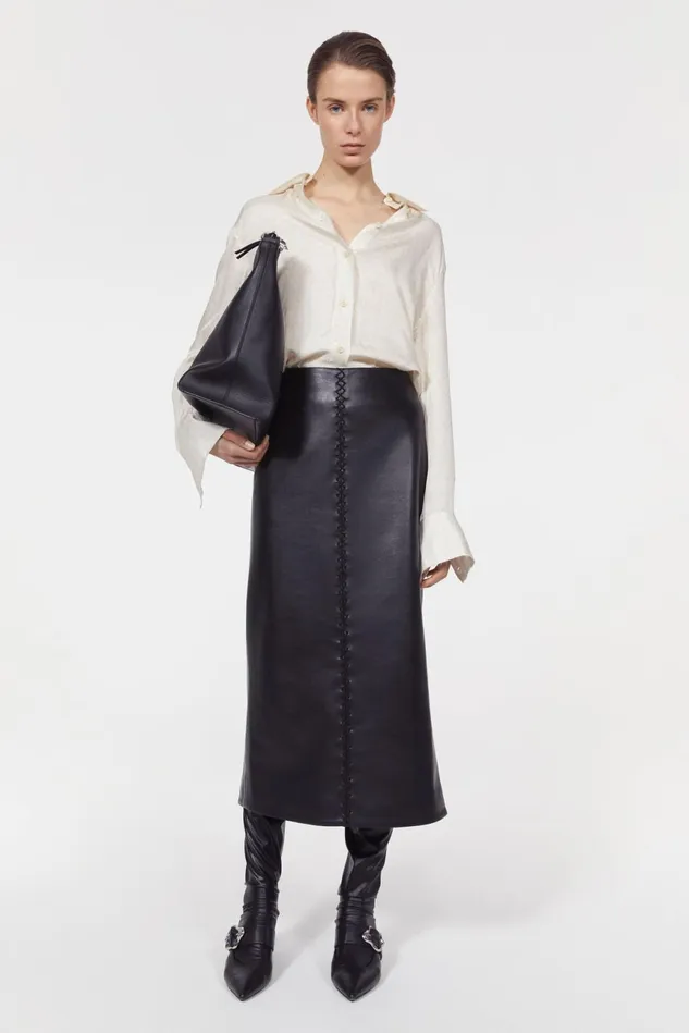 Helen Stitch Leather Skirt Black Women Rodebjer Sets and Suits
