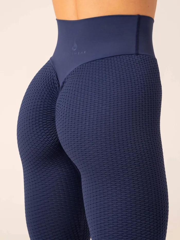 Honeycomb Scrunch Seamless Leggings 8211 Navy Women Ryderwear Leggings