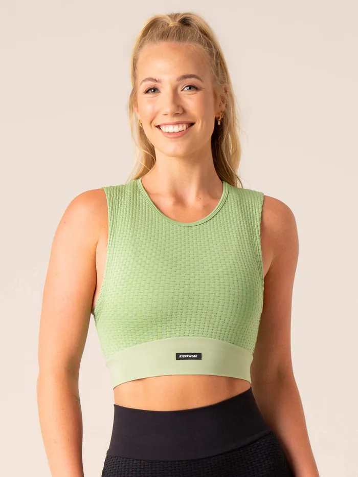 Honeycomb Seamless Tank 8211 Sage Women Ryderwear Tops