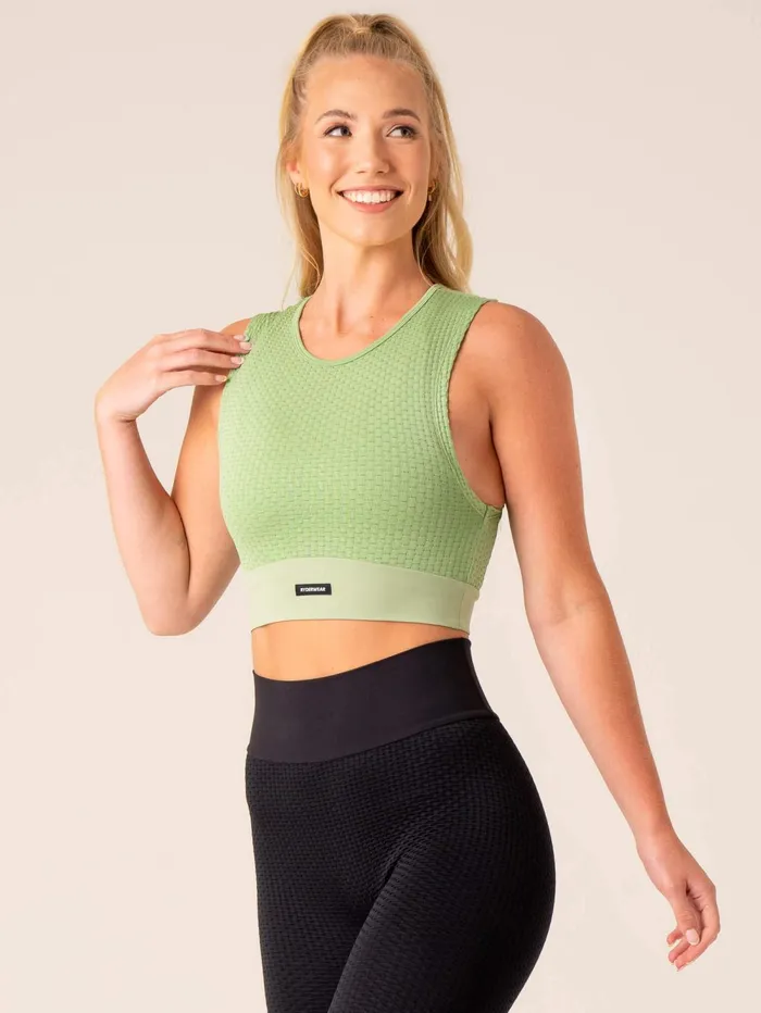 Honeycomb Seamless Tank 8211 Sage Women Ryderwear Tops