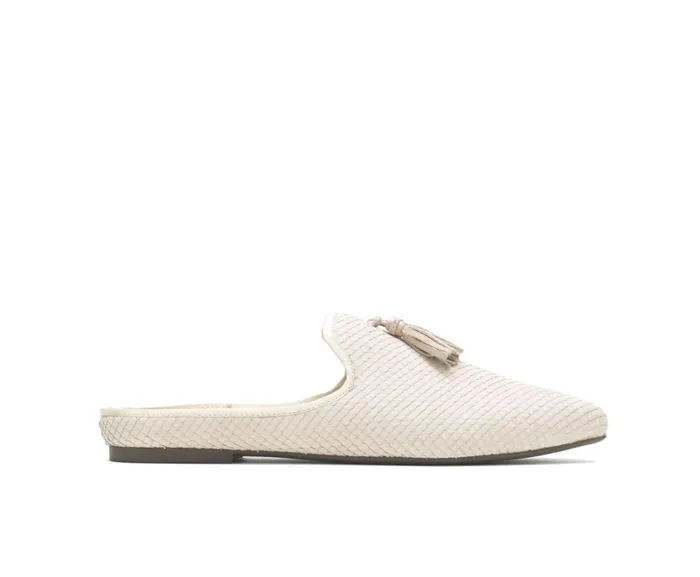 Hush Puppies Flats and SlipOns Sadie Tassel Mule Eggnog Cobra Leather 8211 Women