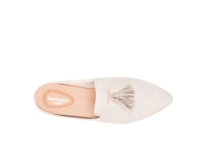 Hush Puppies Flats and SlipOns Sadie Tassel Mule Eggnog Cobra Leather 8211 Women Hush Puppies Flats and SlipOns Sadie Tassel Mule Eggnog Cobra Leather 8211 Women