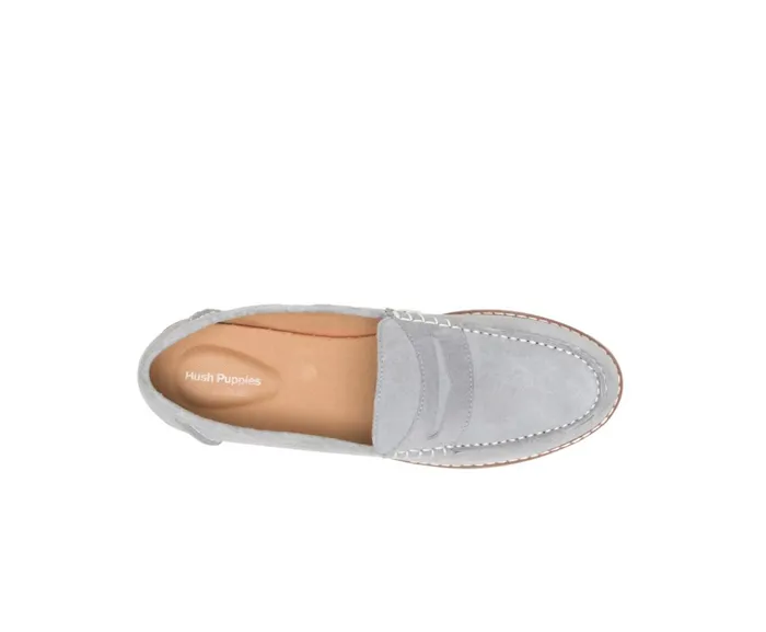 Hush Puppies Flats and SlipOns Wren Loafer Frost Grey Suede 8211 Women