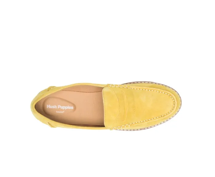 Hush Puppies Flats and SlipOns Wren Loafer Lemon Curry Suede 8211 Women