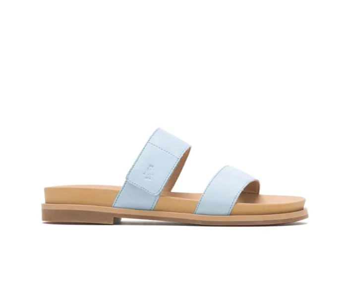 Hush Puppies Sandals Lilly 2 Band Slide Blue Dusk Nubuck 8211 Women