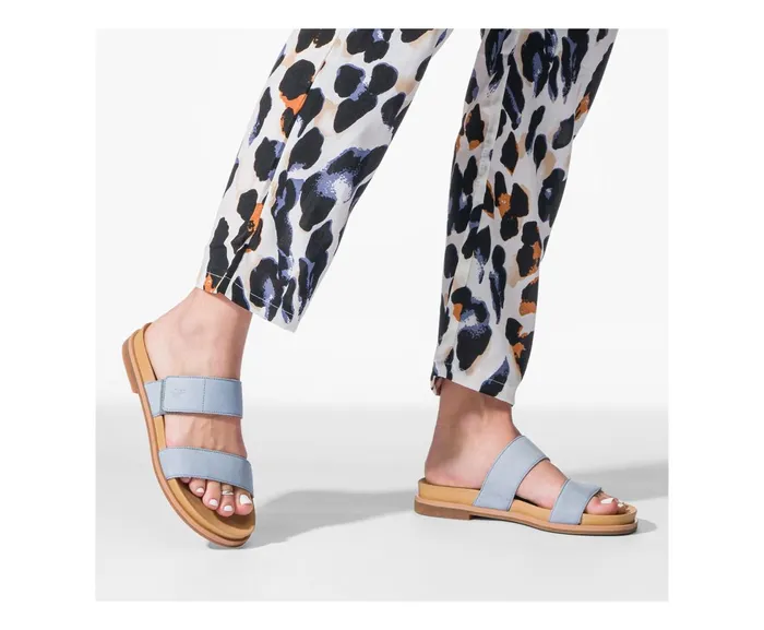 Hush Puppies Sandals Lilly 2 Band Slide Blue Dusk Nubuck 8211 Women