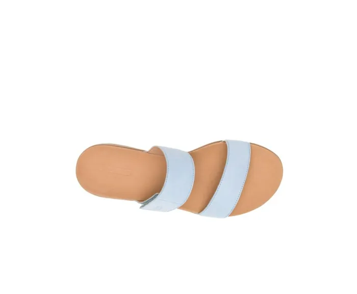 Hush Puppies Sandals Lilly 2 Band Slide Blue Dusk Nubuck 8211 Women