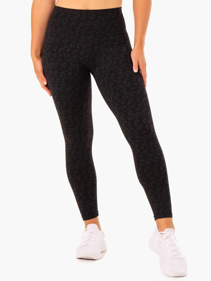 Hybrid Full Length Leggings 8211 Black Leopard Women Ryderwear Leggings