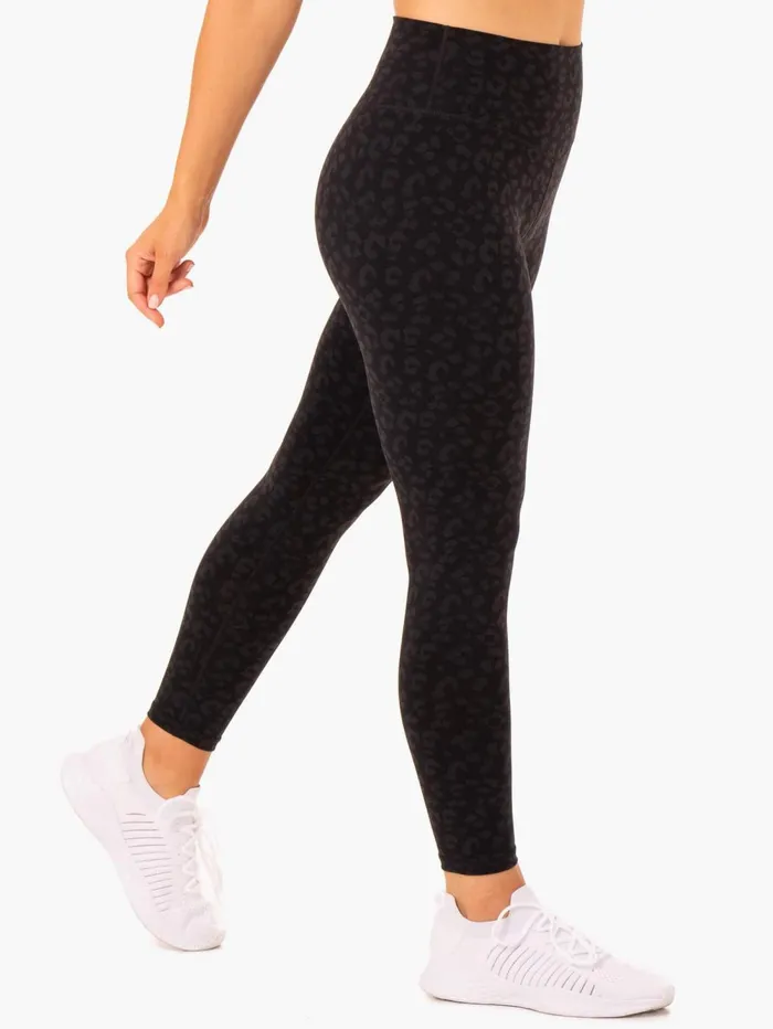 Hybrid Full Length Leggings 8211 Black Leopard Women Ryderwear Leggings