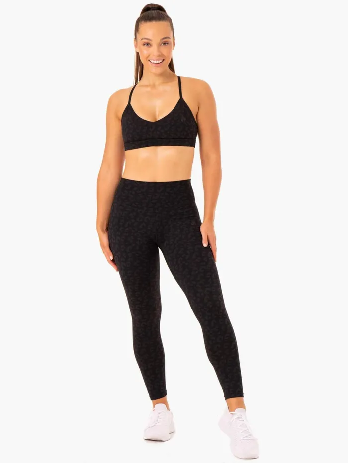 Hybrid Full Length Leggings 8211 Black Leopard Women Ryderwear Leggings