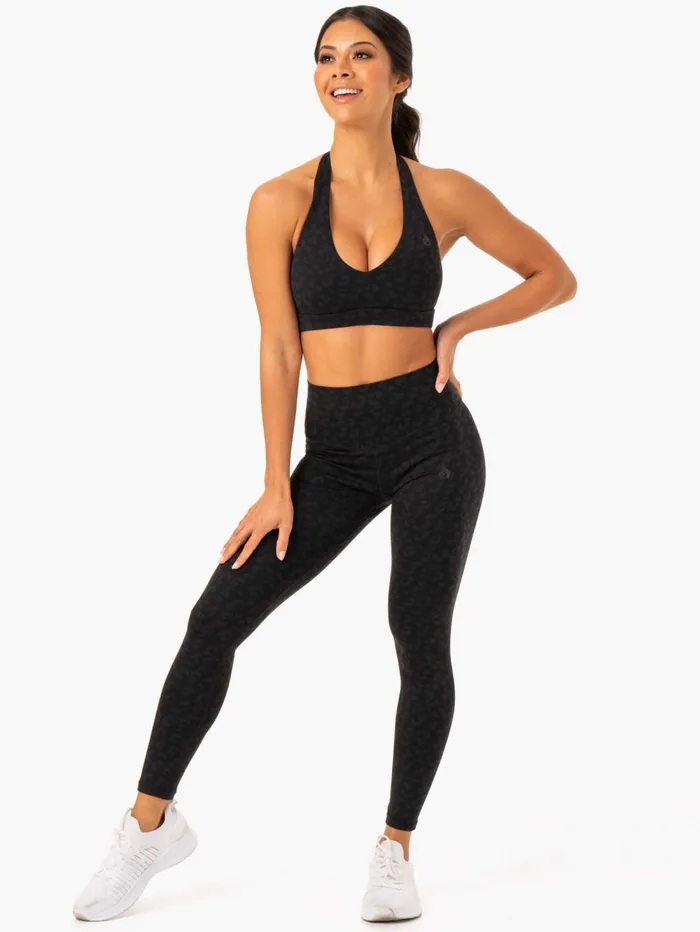 Hybrid Full Length Leggings 8211 Black Leopard Women Ryderwear Leggings