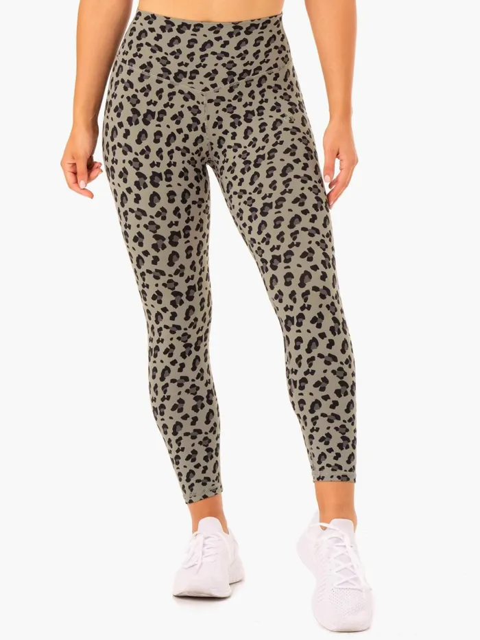 Hybrid Full Length Leggings 8211 Khaki Leopard Women Ryderwear Leggings