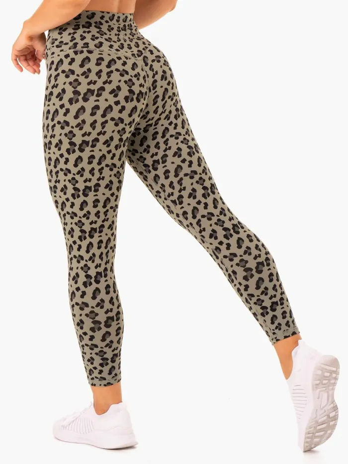 Hybrid Full Length Leggings 8211 Khaki Leopard Women Ryderwear Leggings