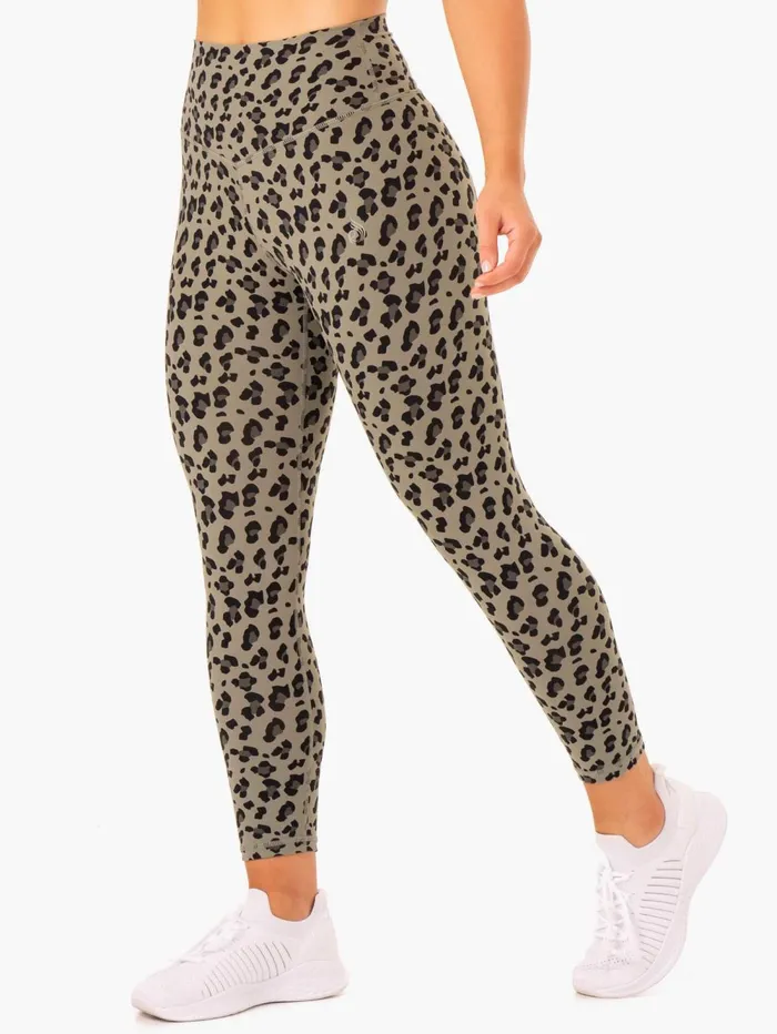 Hybrid Full Length Leggings 8211 Khaki Leopard Women Ryderwear Leggings