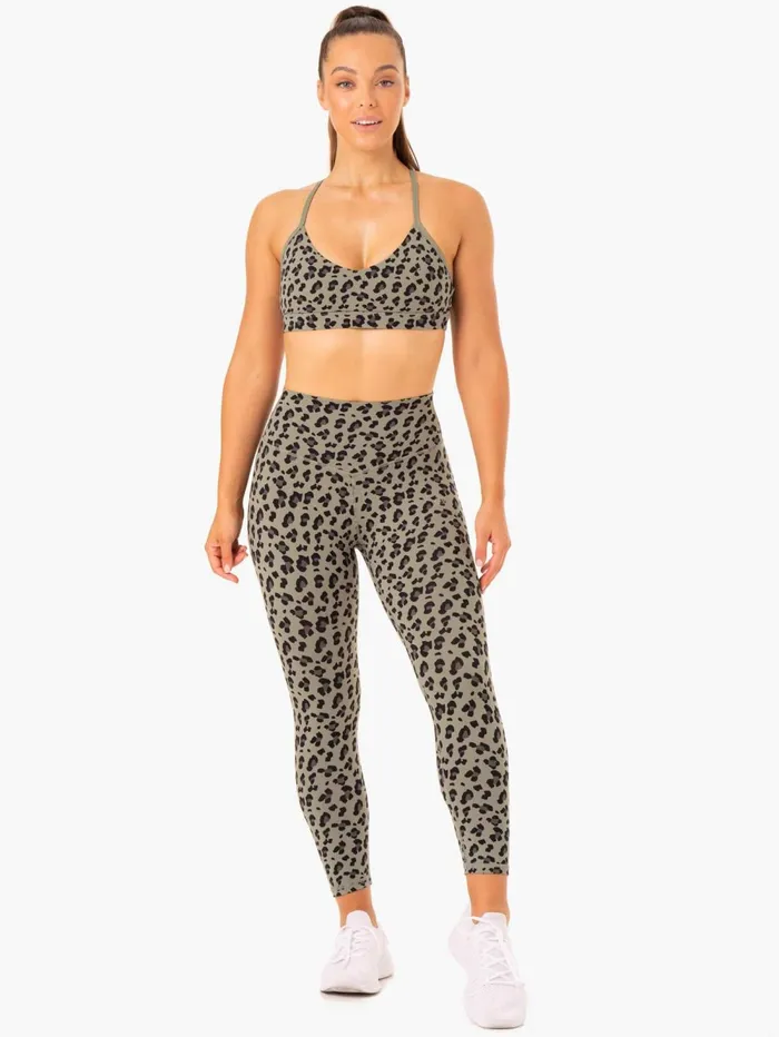 Hybrid Full Length Leggings 8211 Khaki Leopard Women Ryderwear Leggings