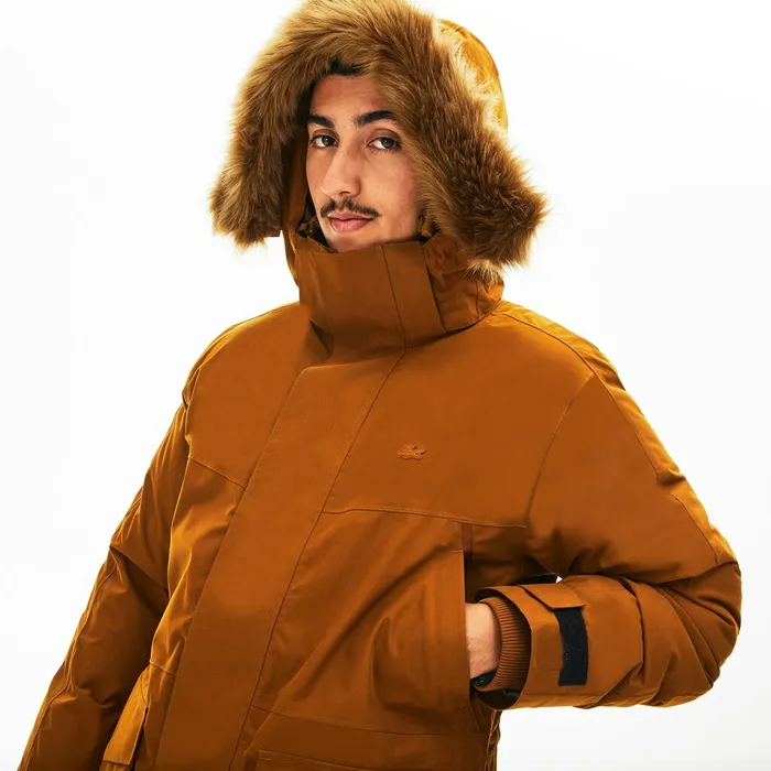 Jackets and Coats Lacoste Mens Detachable Faux Fur Hood Long Quilted Parka BrownKhaki Green Shop Online Jackets and Coats Lacoste Mens Detachable Faux Fur Hood Long Quilted Parka BrownKhaki Green Shop Online