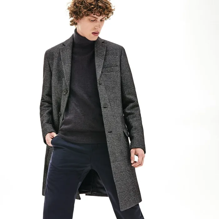 Jackets and Coats Lacoste Mens Glen Plaid Wool Blend Chesterfield Coat WhiteBlack Gift for Friend Jackets and Coats Lacoste Mens Glen Plaid Wool Blend Chesterfield Coat WhiteBlack Gift for Friend