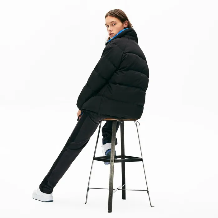 Jackets and Coats Lacoste Mens LIVE PrintLined Reversible Quilted Jacket BlackBlueWhite Outlet Factory