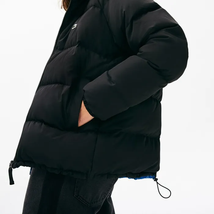 Jackets and Coats Lacoste Mens LIVE PrintLined Reversible Quilted Jacket BlackBlueWhite Outlet Factory