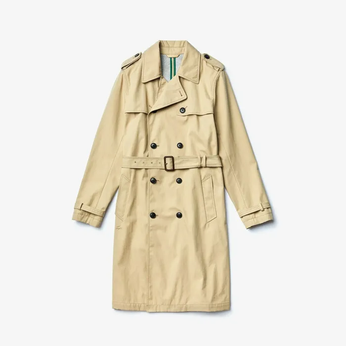 Jackets and Coats Lacoste Mens Long Belted Cotton Trench Coat Beige USA