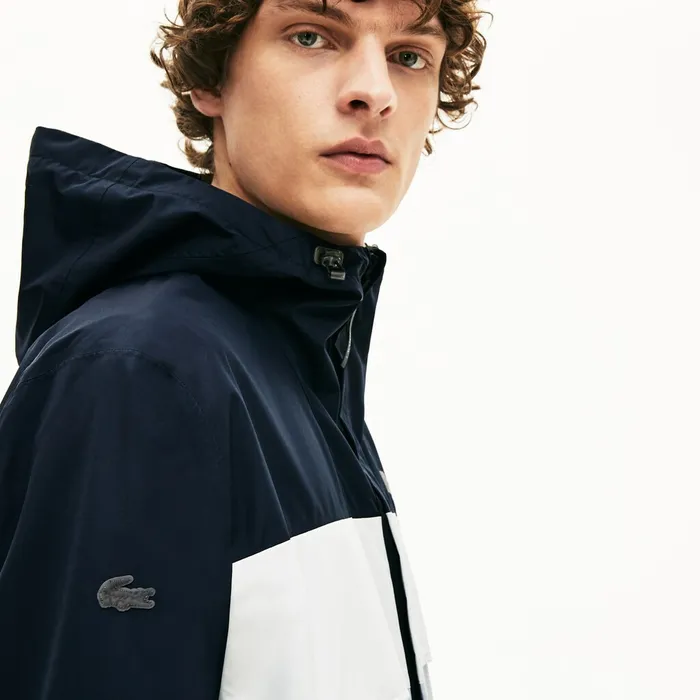 Jackets and Coats Lacoste Mens Motion Packable CreaseProof Parka Dark GreyGrey Online Store