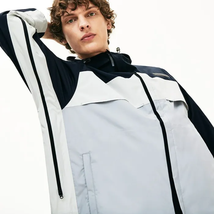 Jackets and Coats Lacoste Mens Motion Packable CreaseProof Parka Dark GreyGrey Online Store