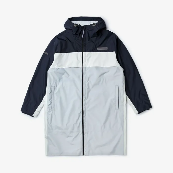 Jackets and Coats Lacoste Mens Motion Packable CreaseProof Parka Dark GreyGrey Online Store