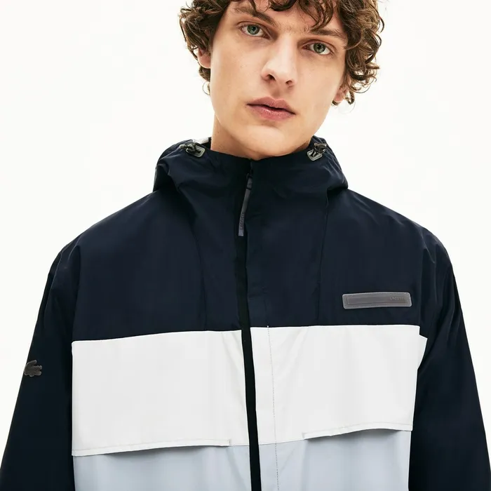 Jackets and Coats Lacoste Mens Motion Packable CreaseProof Parka Dark GreyGrey Online Store