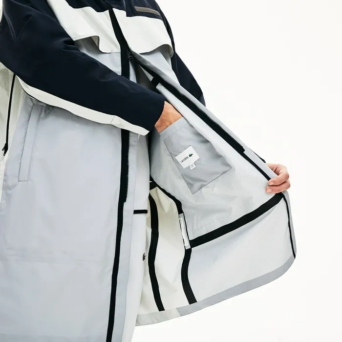 Jackets and Coats Lacoste Mens Motion Packable CreaseProof Parka Dark GreyGrey Online Store