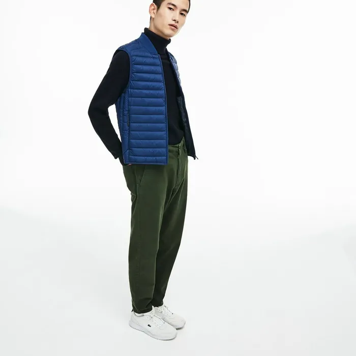 Jackets and Coats Lacoste Mens Short Contrast Lining Quilted Vest Inkwell Casaul