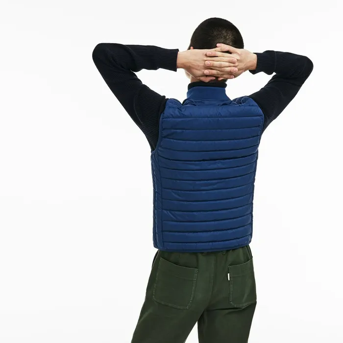 Jackets and Coats Lacoste Mens Short Contrast Lining Quilted Vest Inkwell Casaul