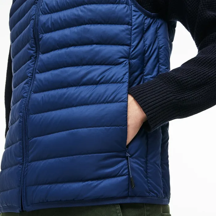 Jackets and Coats Lacoste Mens Short Contrast Lining Quilted Vest Inkwell Casaul
