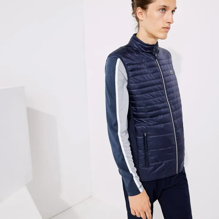 Jackets and Coats Lacoste Mens SPORT Lightweight WaterResistant Quilted Vest Navy Blue Near Me