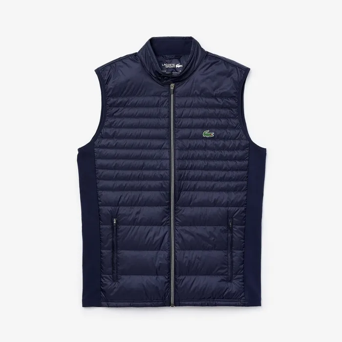 Jackets and Coats Lacoste Mens SPORT Lightweight WaterResistant Quilted Vest Navy Blue Near Me