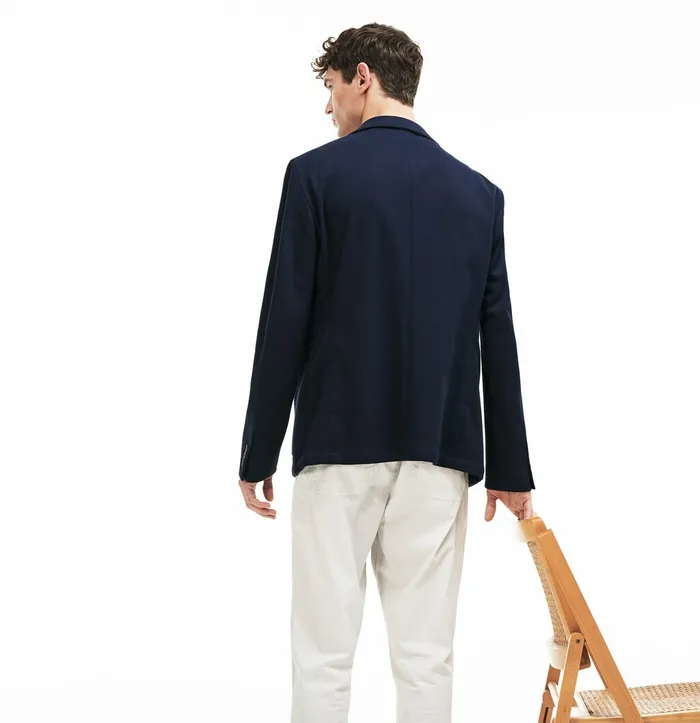 Jackets and Coats Lacoste Mens Stretch Cotton Jersey Piqu Blazer Navy Blue Online Store