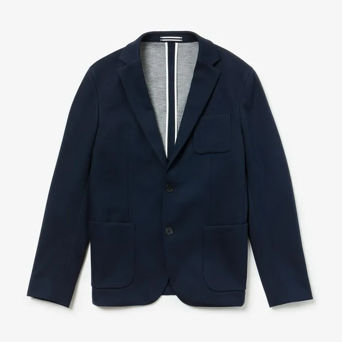 Jackets and Coats Lacoste Mens Stretch Cotton Jersey Piqu Blazer Navy Blue Online Store
