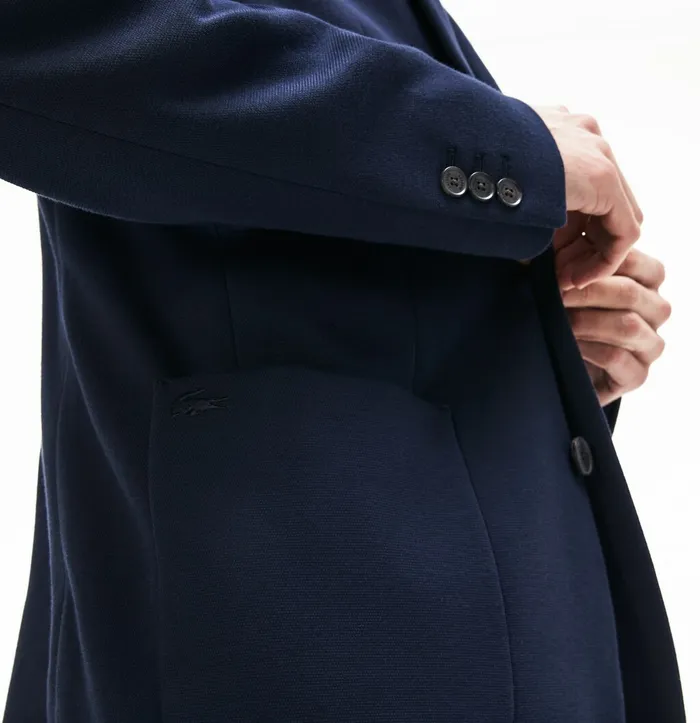 Jackets and Coats Lacoste Mens Stretch Cotton Jersey Piqu Blazer Navy Blue Online Store