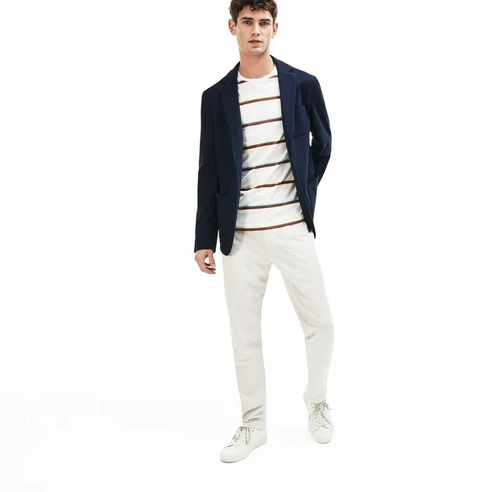 Jackets and Coats Lacoste Mens Stretch Cotton Jersey Piqu Blazer Navy Blue Online Store