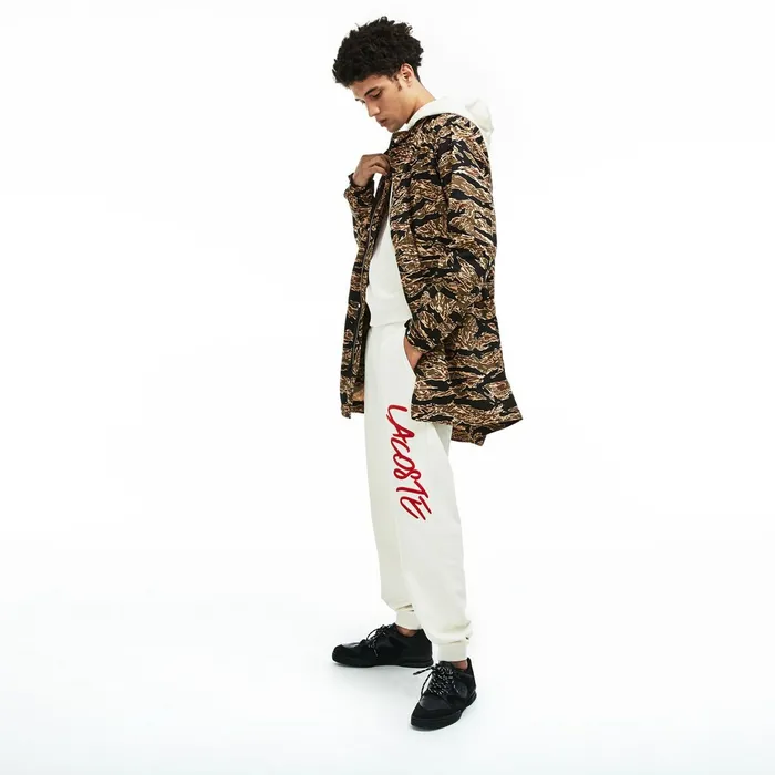 Jackets and Coats Lacoste Mens Unisex LIVE Camouflage Parka BlackWhite USA
