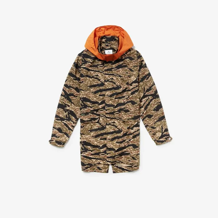 Jackets and Coats Lacoste Mens Unisex LIVE Camouflage Parka BlackWhite USA